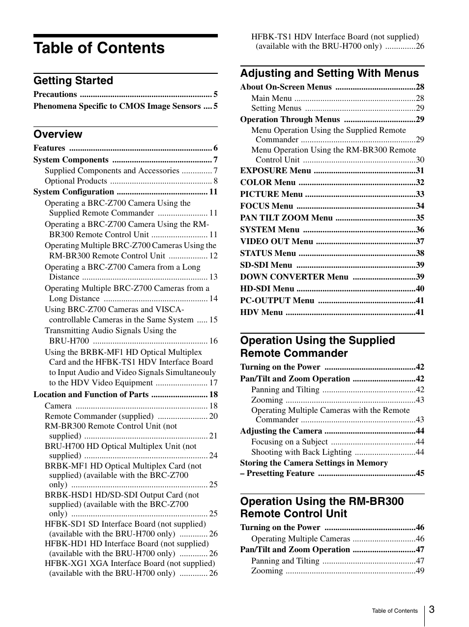 Sony BRC-Z700 User Manual | Page 3 / 91