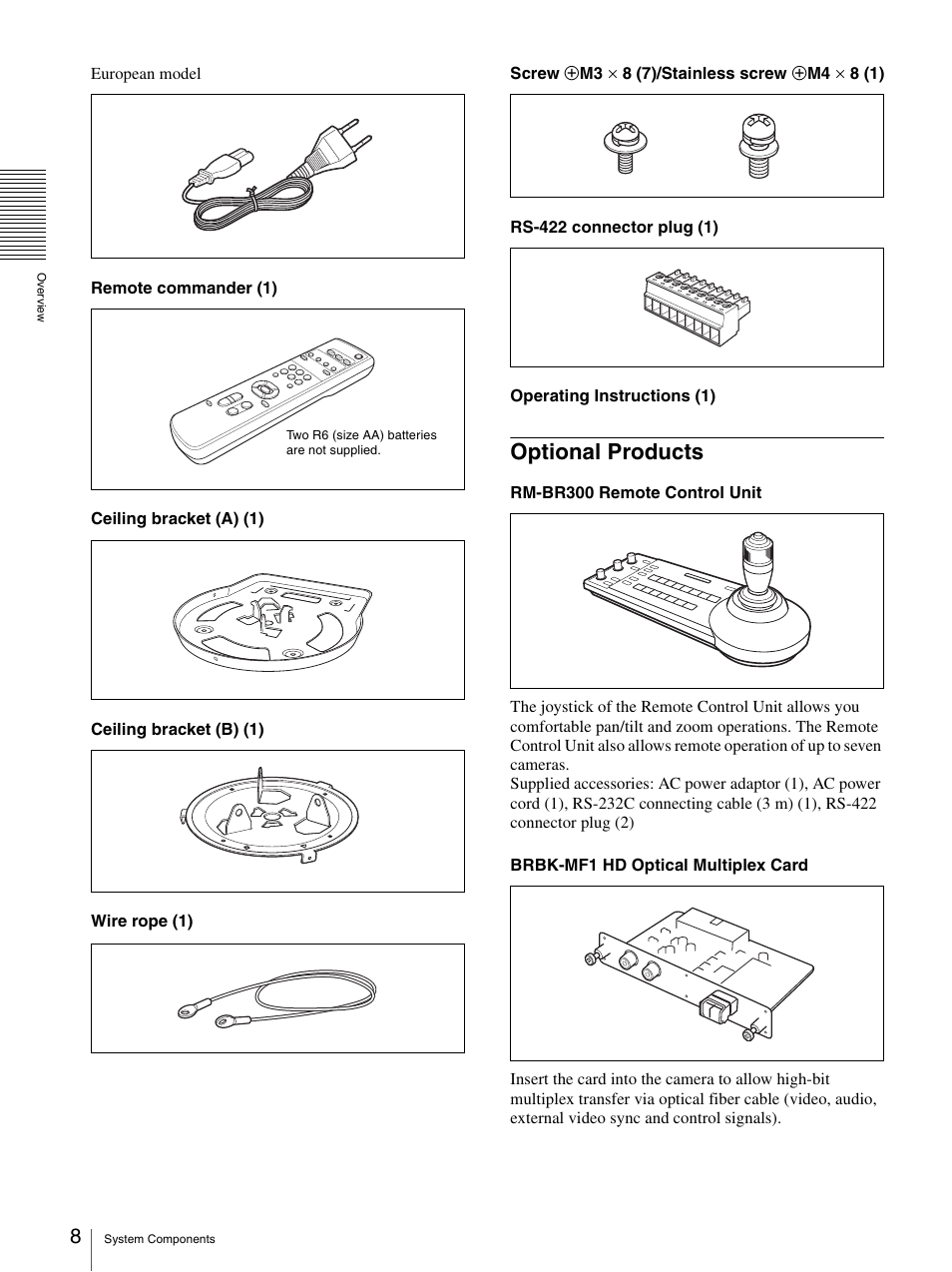 Optional products | Sony BRC-Z700 User Manual | Page 8 / 91