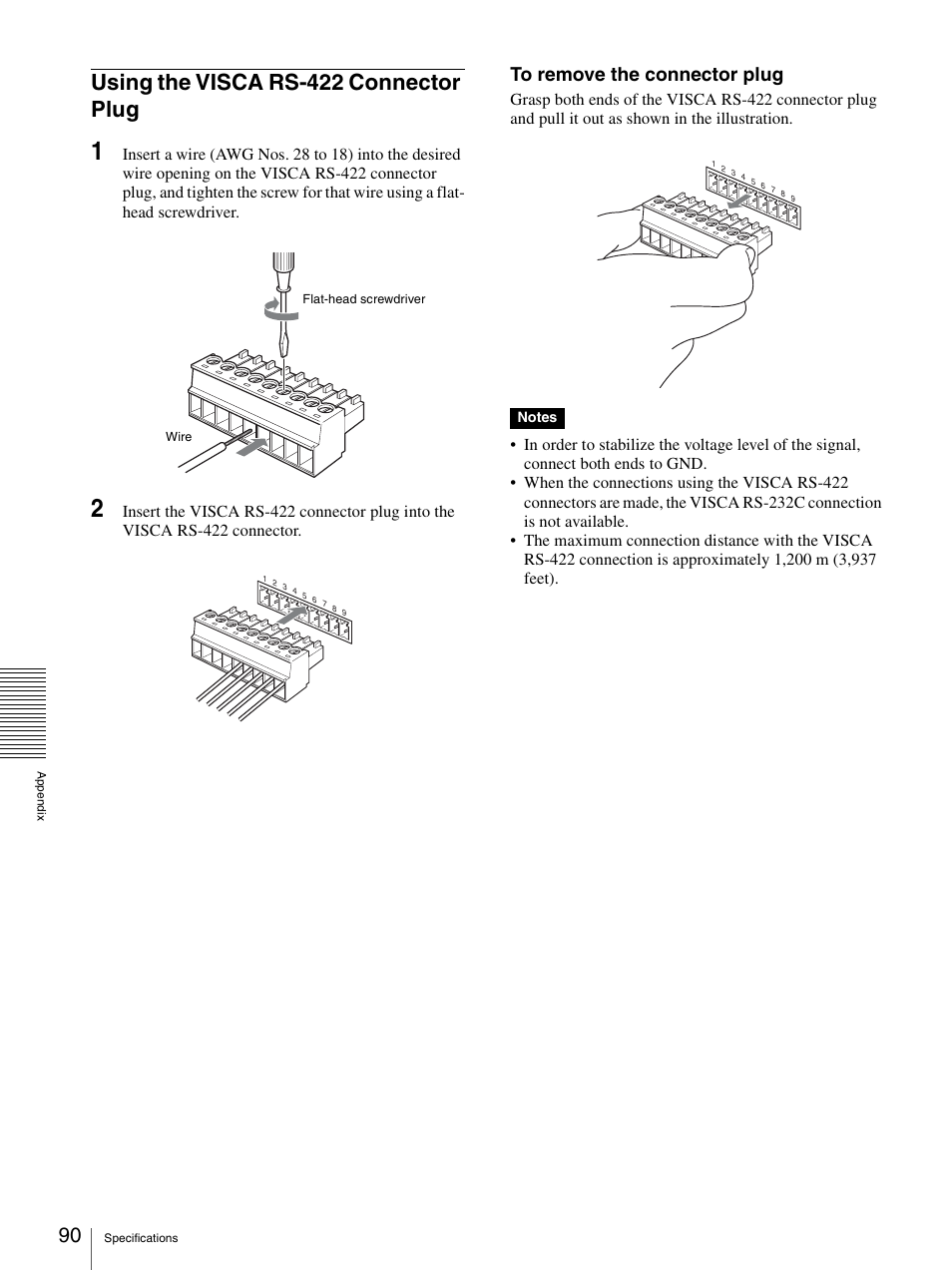 Using the visca rs-422 connector plug | Sony BRC-Z700 User Manual | Page 90 / 91