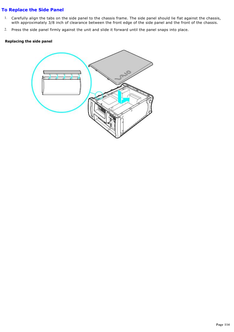To replace the side panel | Sony MX User Manual | Page 114 / 114