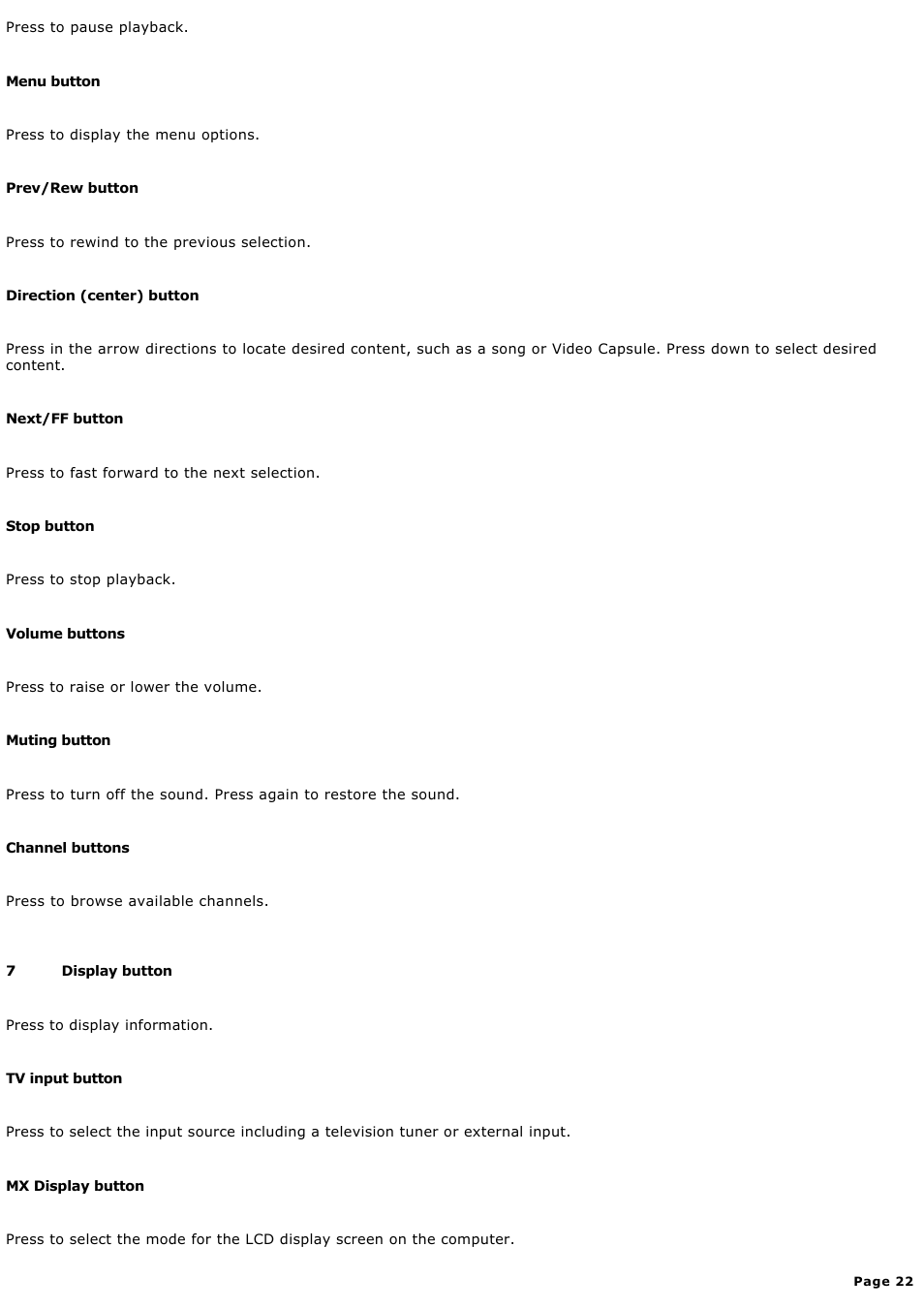 Sony MX User Manual | Page 22 / 114