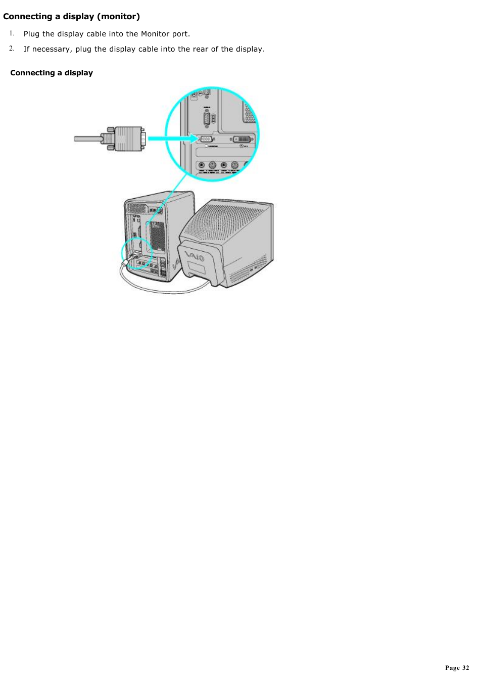 Connecting a display (monitor) | Sony MX User Manual | Page 32 / 114