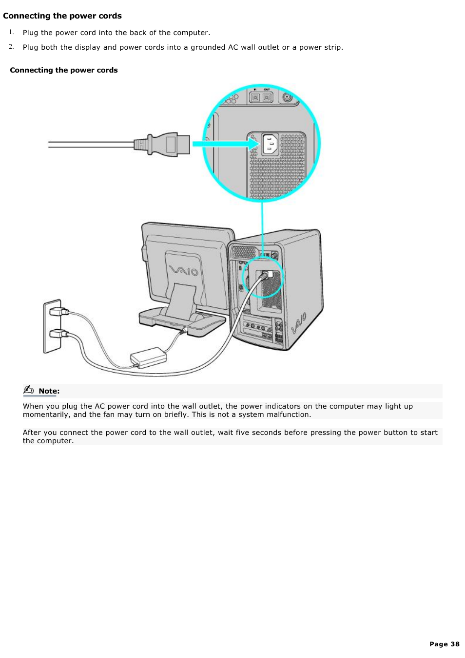Connecting the power cords | Sony MX User Manual | Page 38 / 114