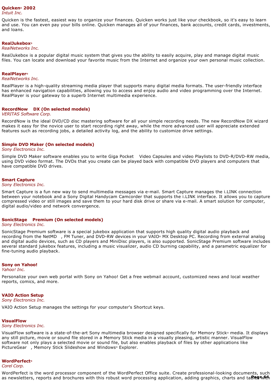 Sony MX User Manual | Page 64 / 114