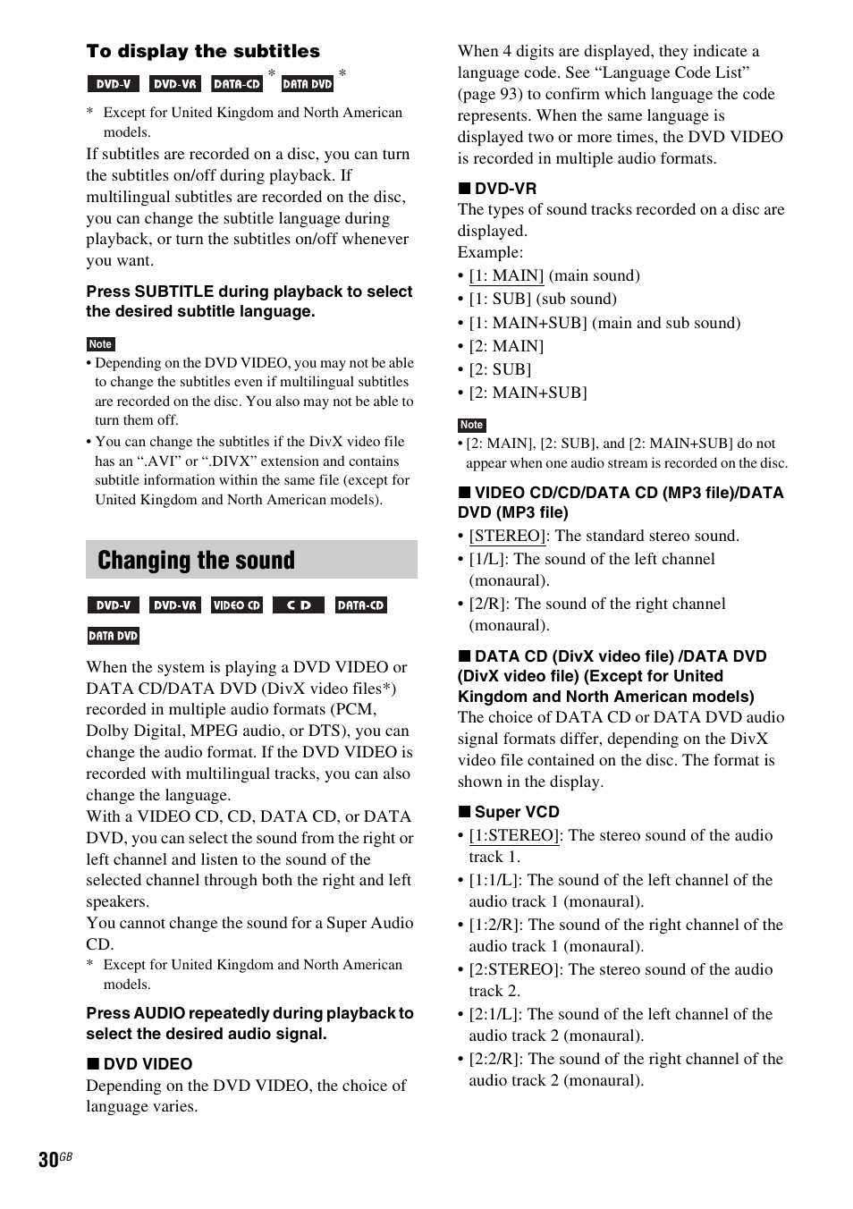 Changing the sound | Sony 3-283-036-11(3) User Manual | Page 30 / 104