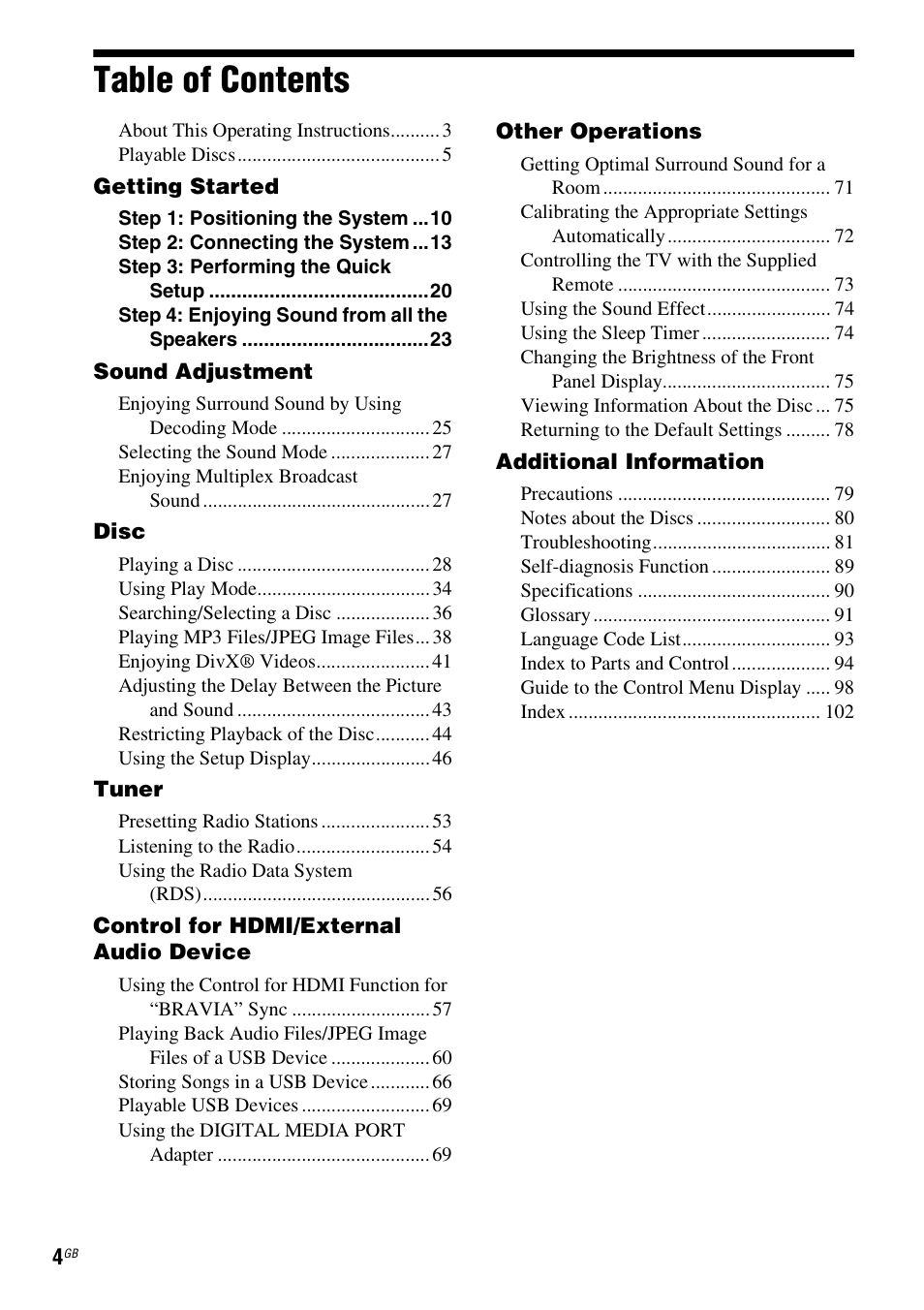 Sony 3-283-036-11(3) User Manual | Page 4 / 104