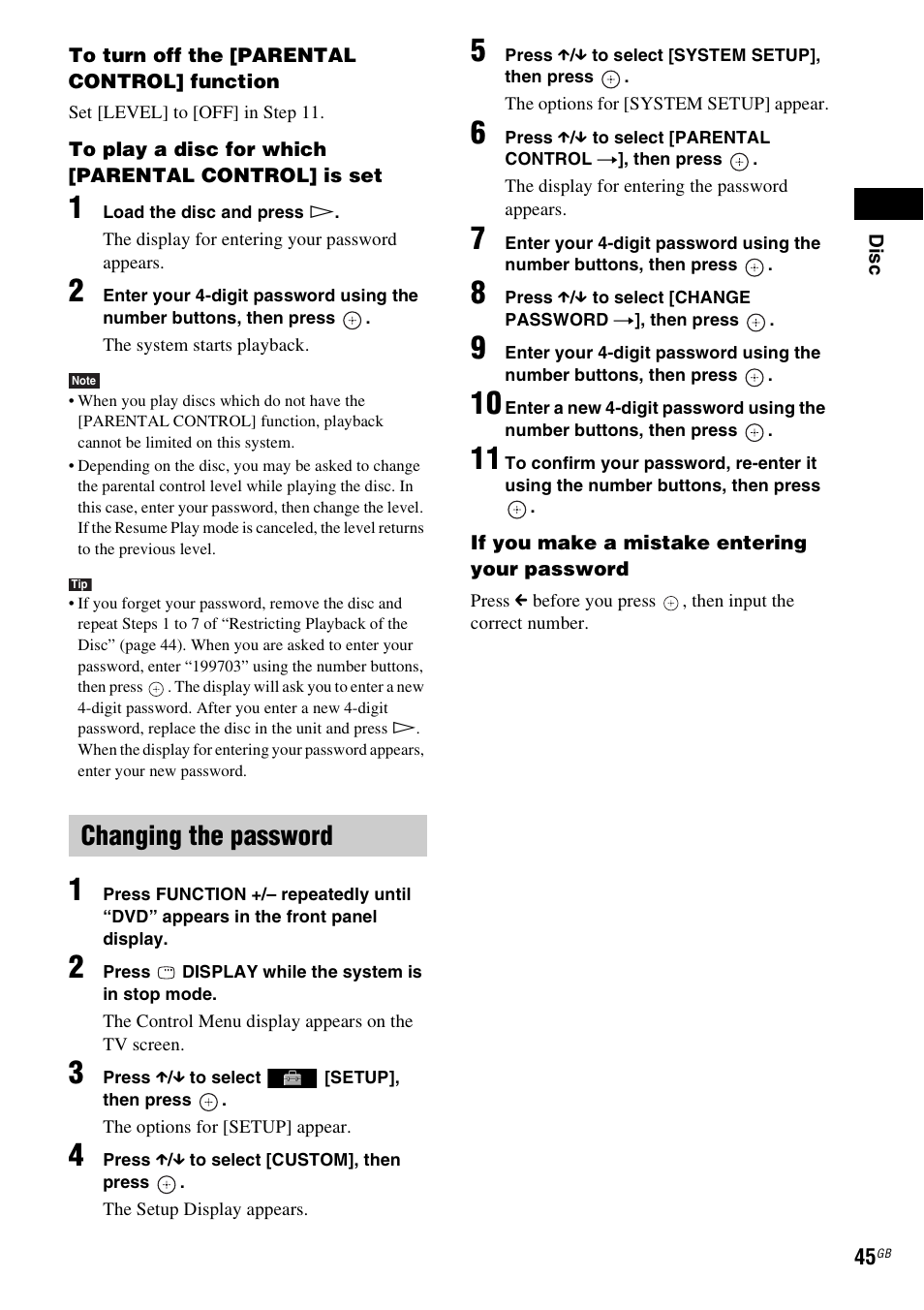 Changing the password | Sony 3-283-036-11(3) User Manual | Page 45 / 104