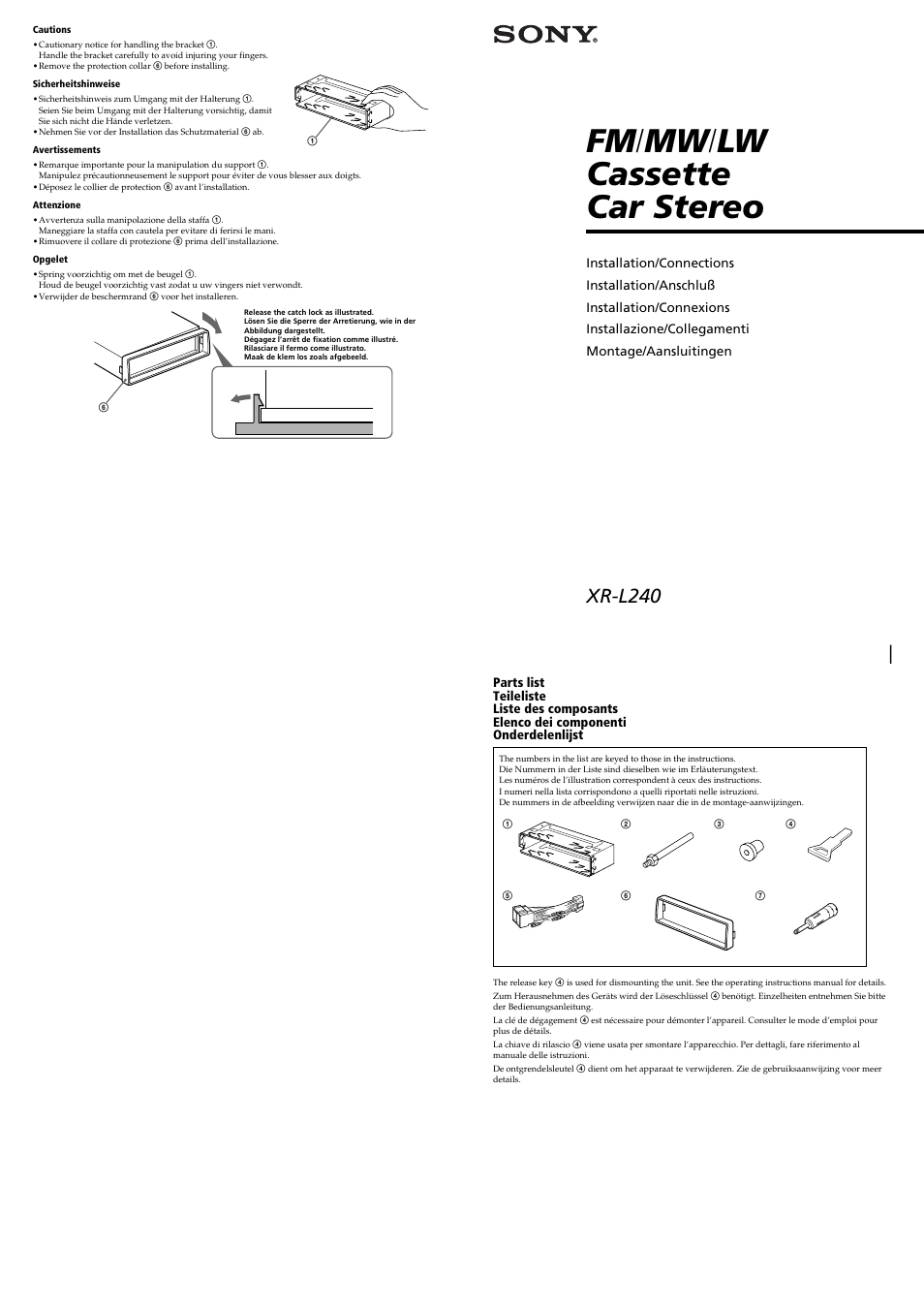 Sony XR-L240 User Manual | 4 pages