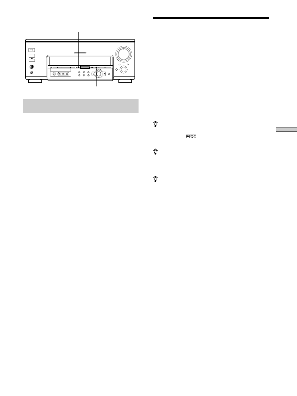 Selecting a sound field, Enjoying surr ound sound, Multi channel decoding | Audio split digital / analog, Mode | Sony STR-DA777ES User Manual | Page 29 / 64