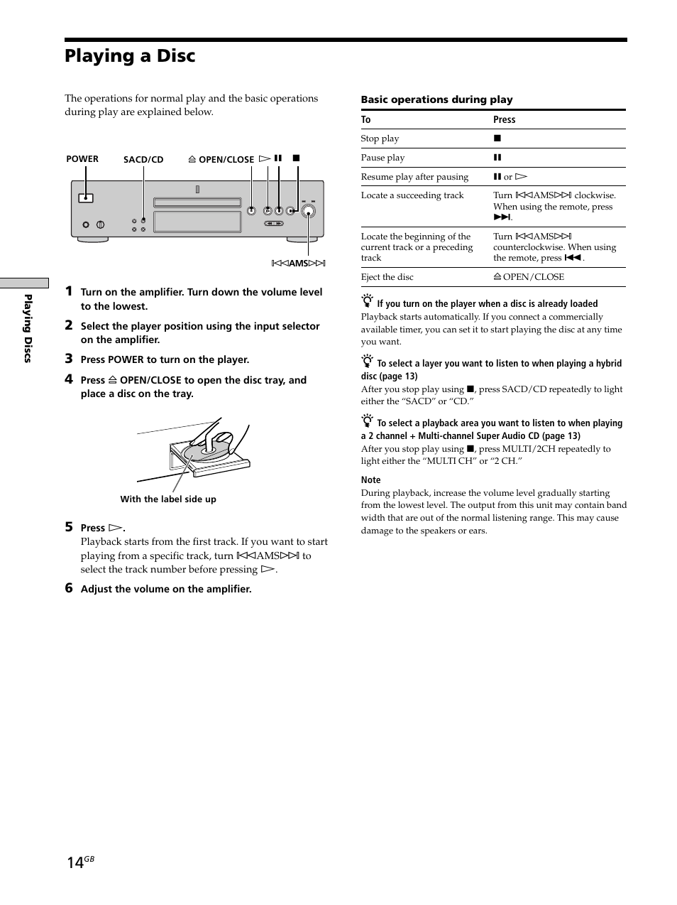 Playing a disc | Sony SCD-XB790 User Manual | Page 14 / 28