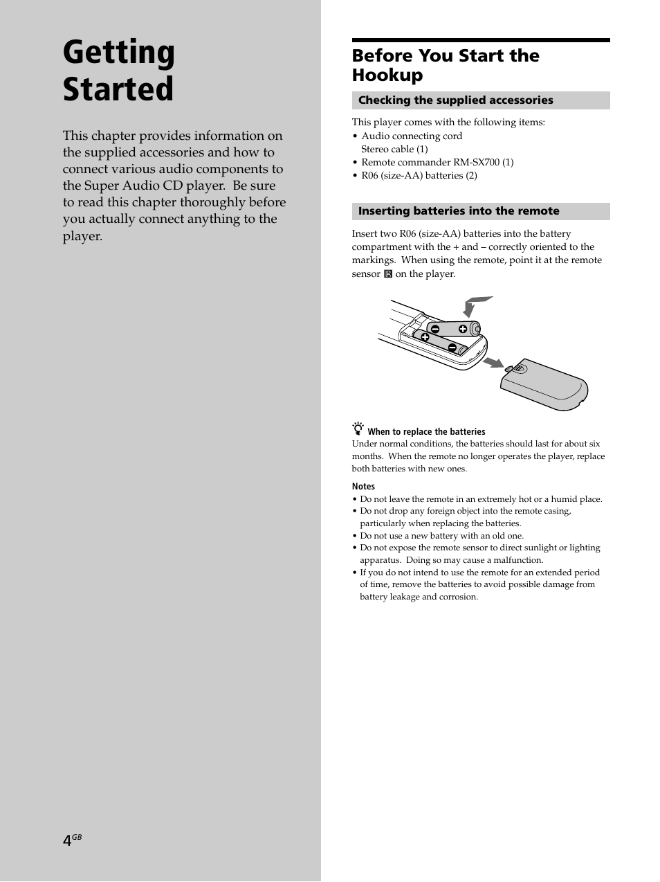 Getting started, Before you start the hookup | Sony SCD-XB790 User Manual | Page 4 / 28
