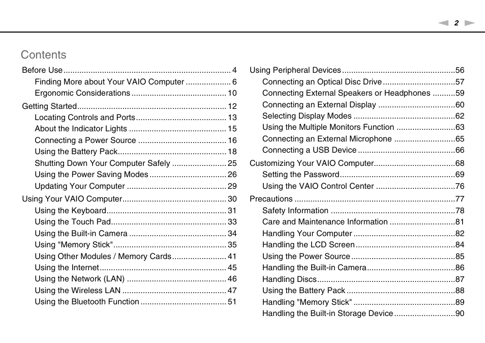 Sony VAIO VPCM1 User Manual | Page 2 / 133