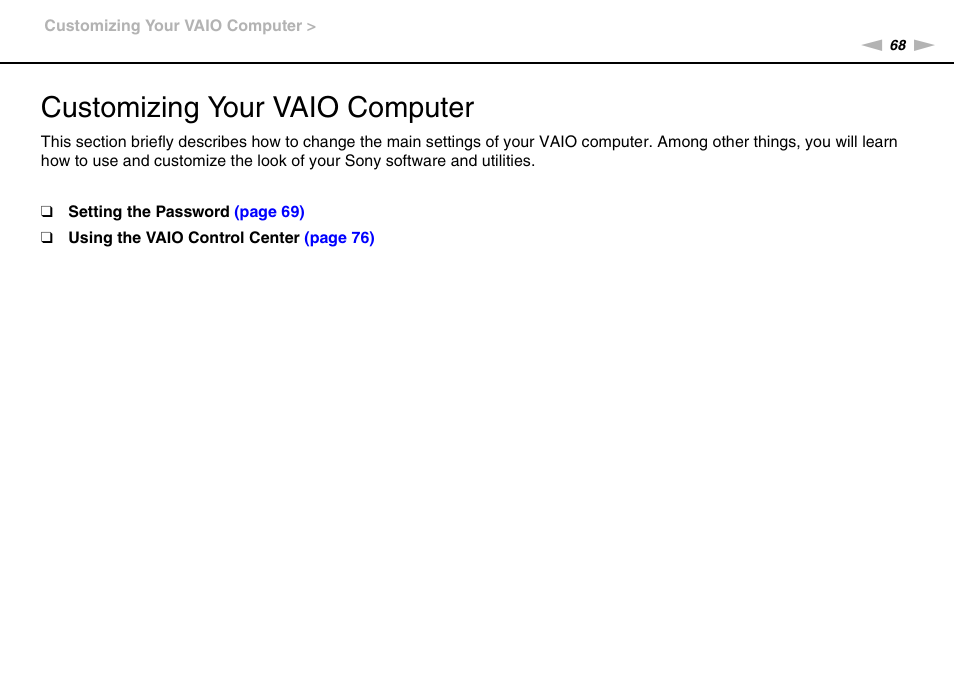 Customizing your vaio computer | Sony VAIO VPCM1 User Manual | Page 68 / 133