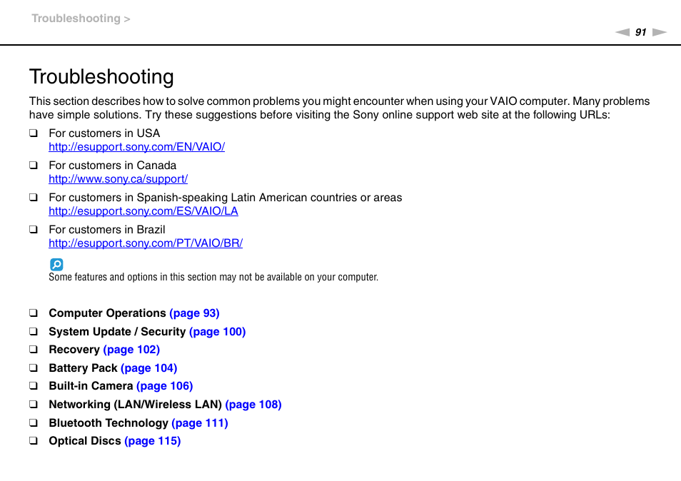 Troubleshooting | Sony VAIO VPCM1 User Manual | Page 91 / 133