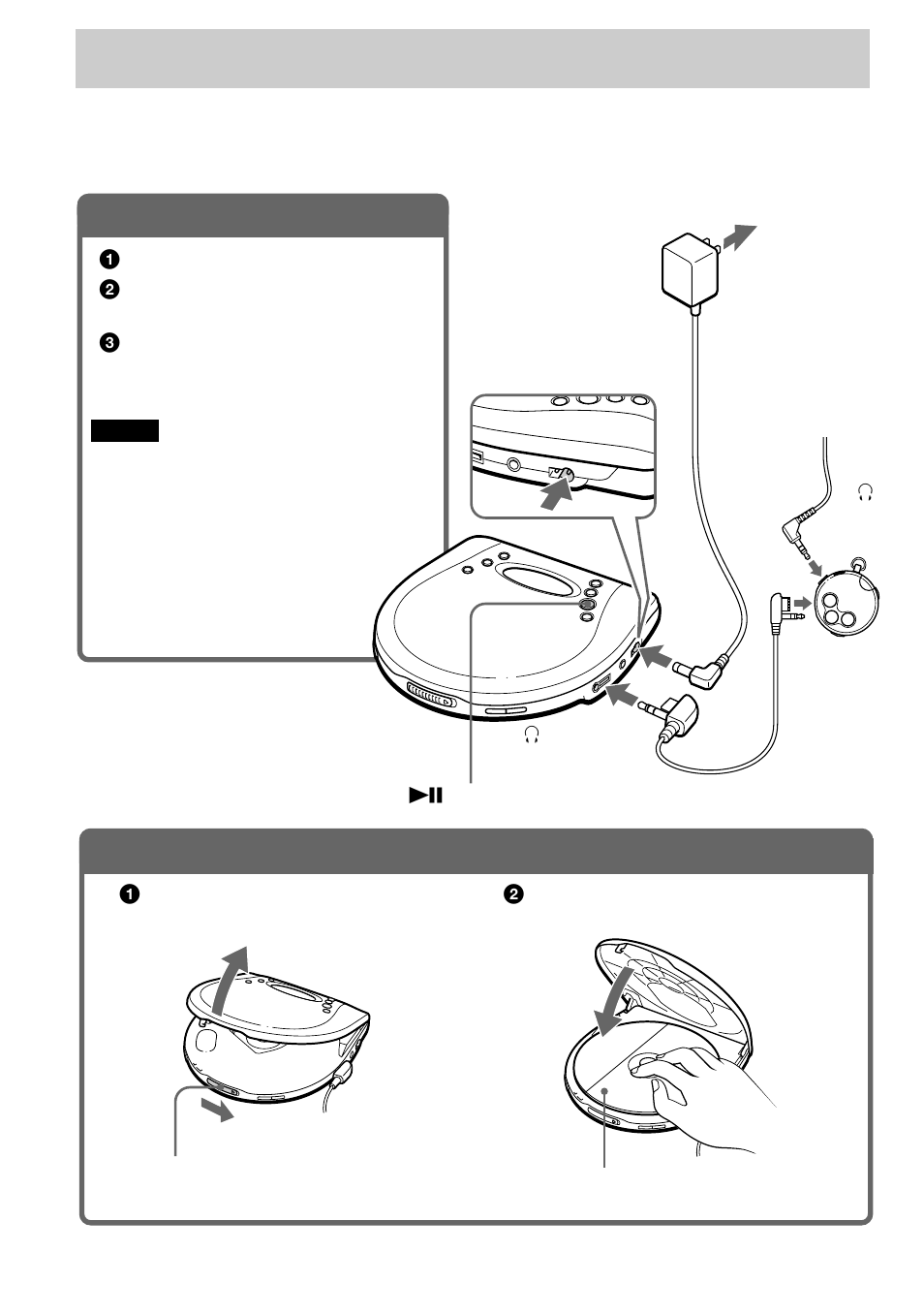 Playing a cd, Connect your cd player, Insert a cd | 1 . connect your cd player, 2 . insert a cd | Sony D-FJ737 User Manual | Page 6 / 32