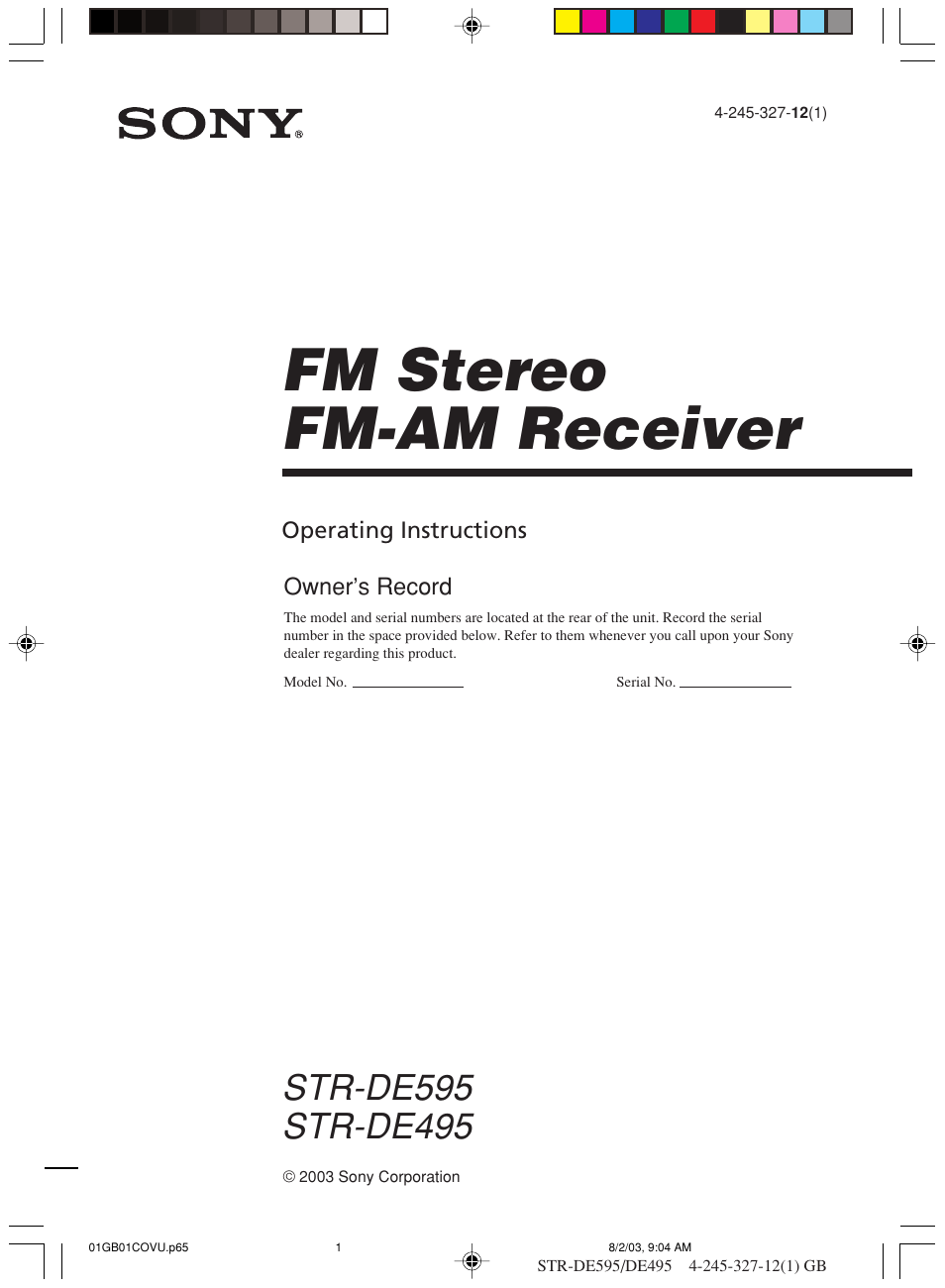 Sony STR-DE595 User Manual | 48 pages