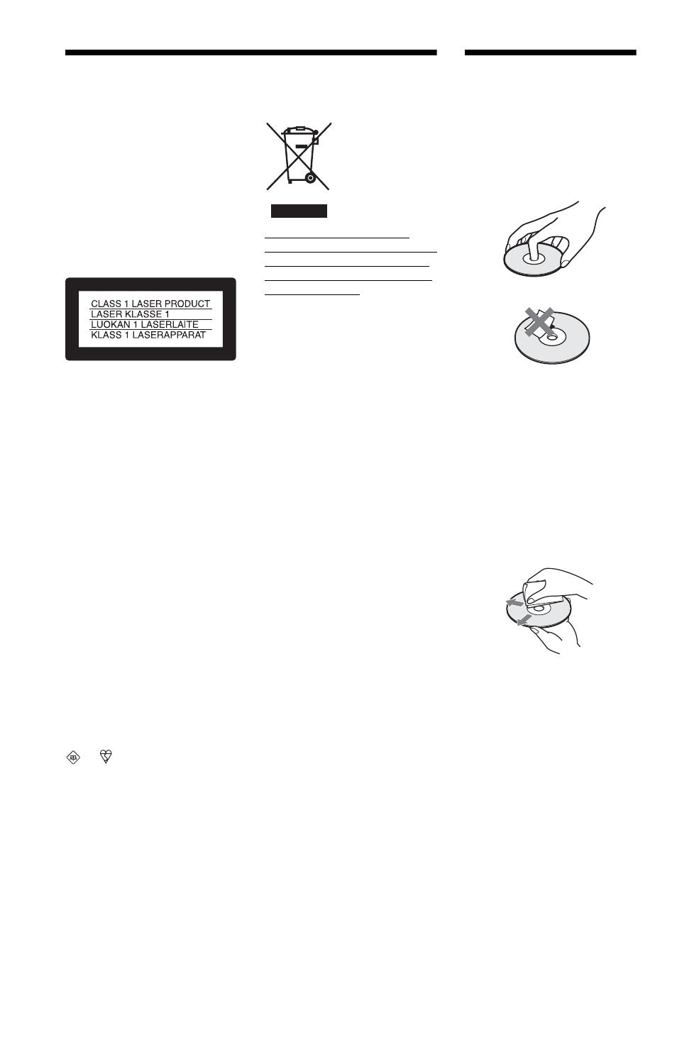 L1ac - warning, L1 - notes about the discs, Warning | Sony DVP-NS30 User Manual | Page 2 / 72