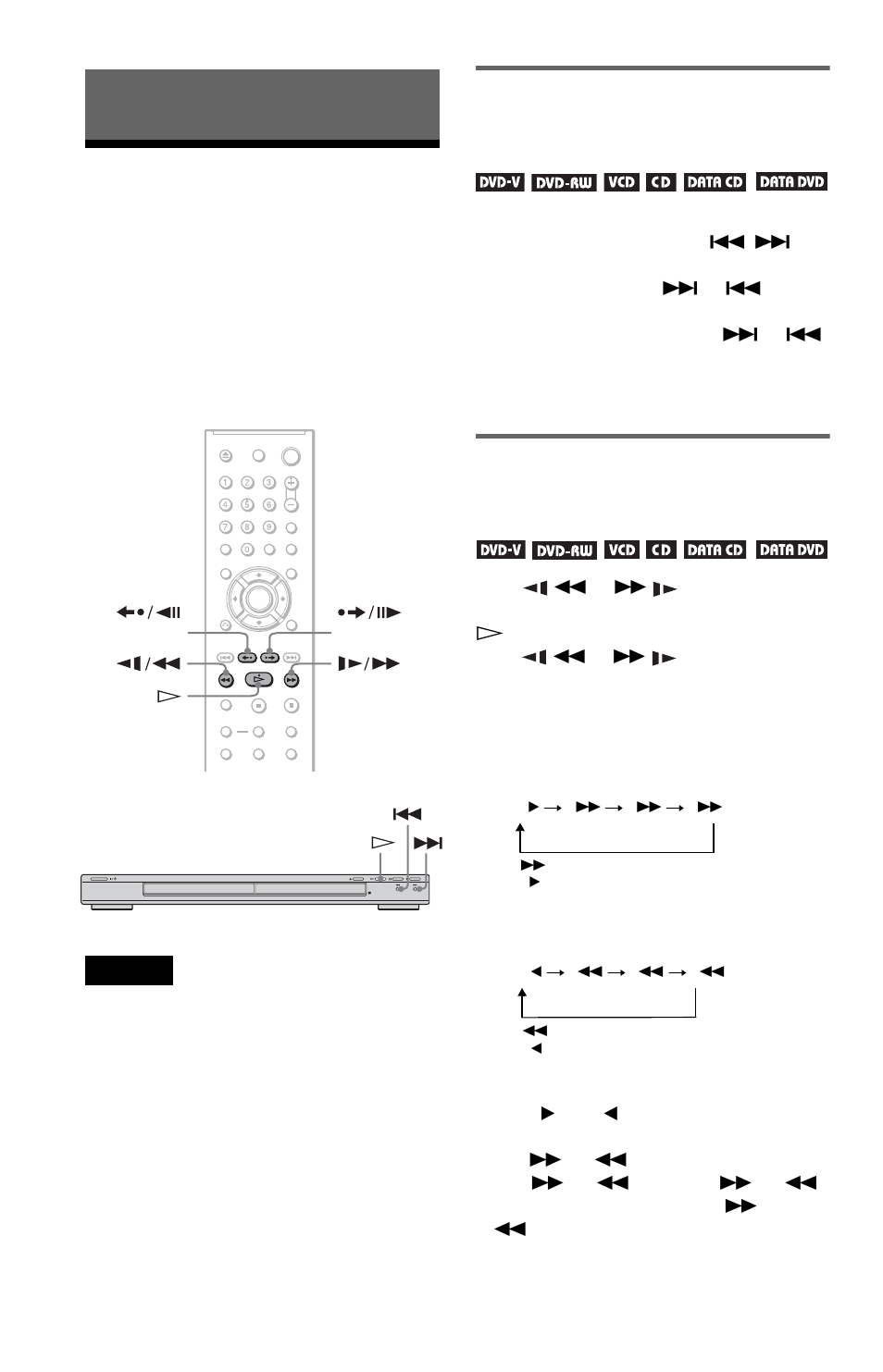 L0 - searching for a scene, Searching for a scene, Searching for a particular point on a disc | Ns (30), Search, scan, slow-motion play, freeze frame) | Sony DVP-NS30 User Manual | Page 30 / 72