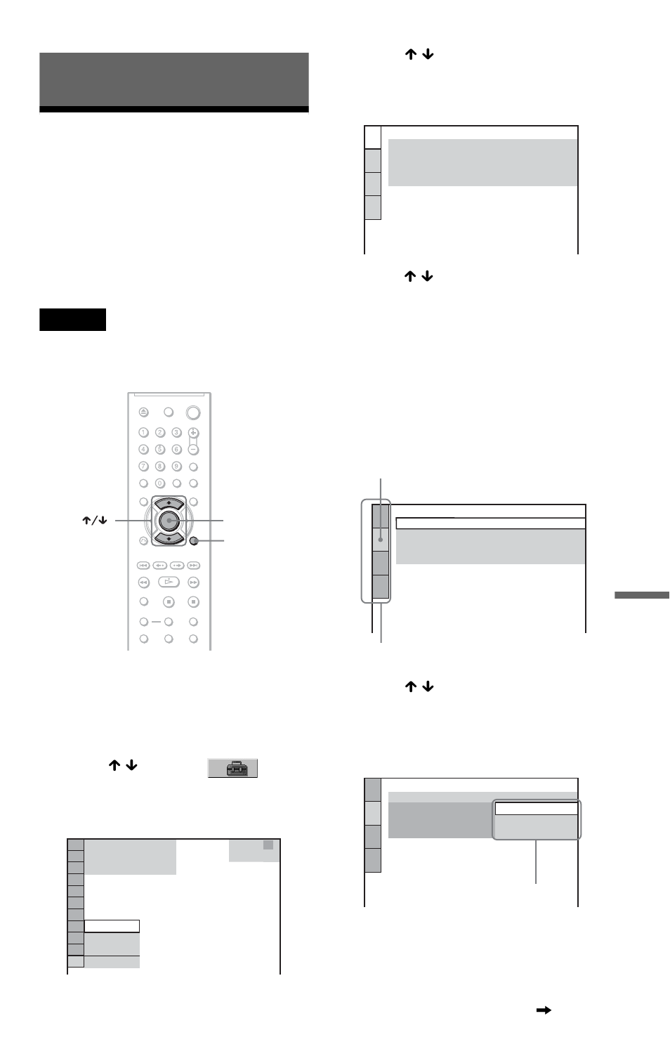 L0 - settings and adjustments, L1 - using the setup display, Settings and adjustments | Using the setup display | Sony DVP-NS30 User Manual | Page 55 / 72