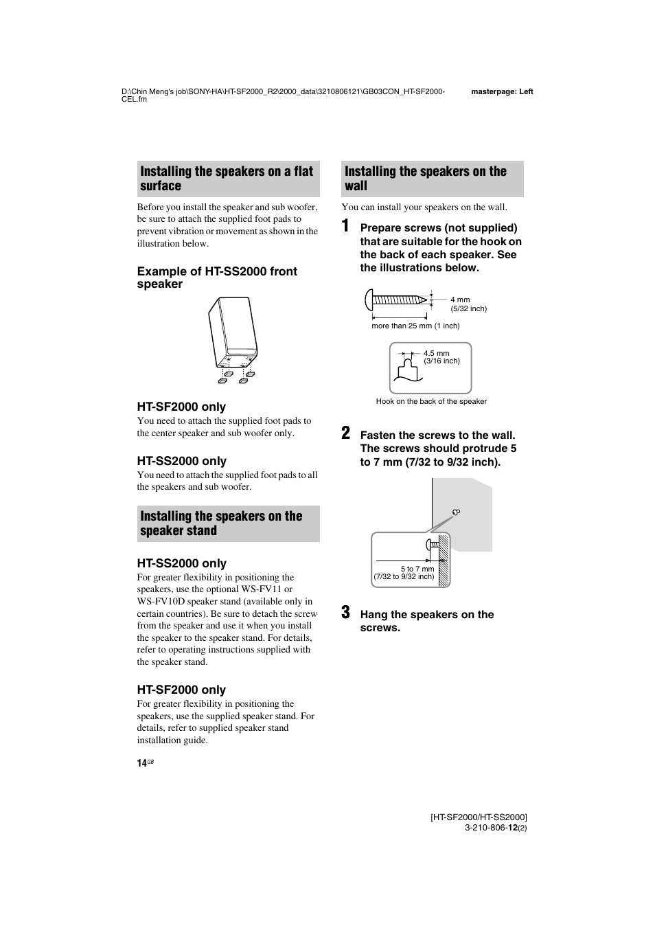 Sony HT-SF2000 User Manual | Page 14 / 68