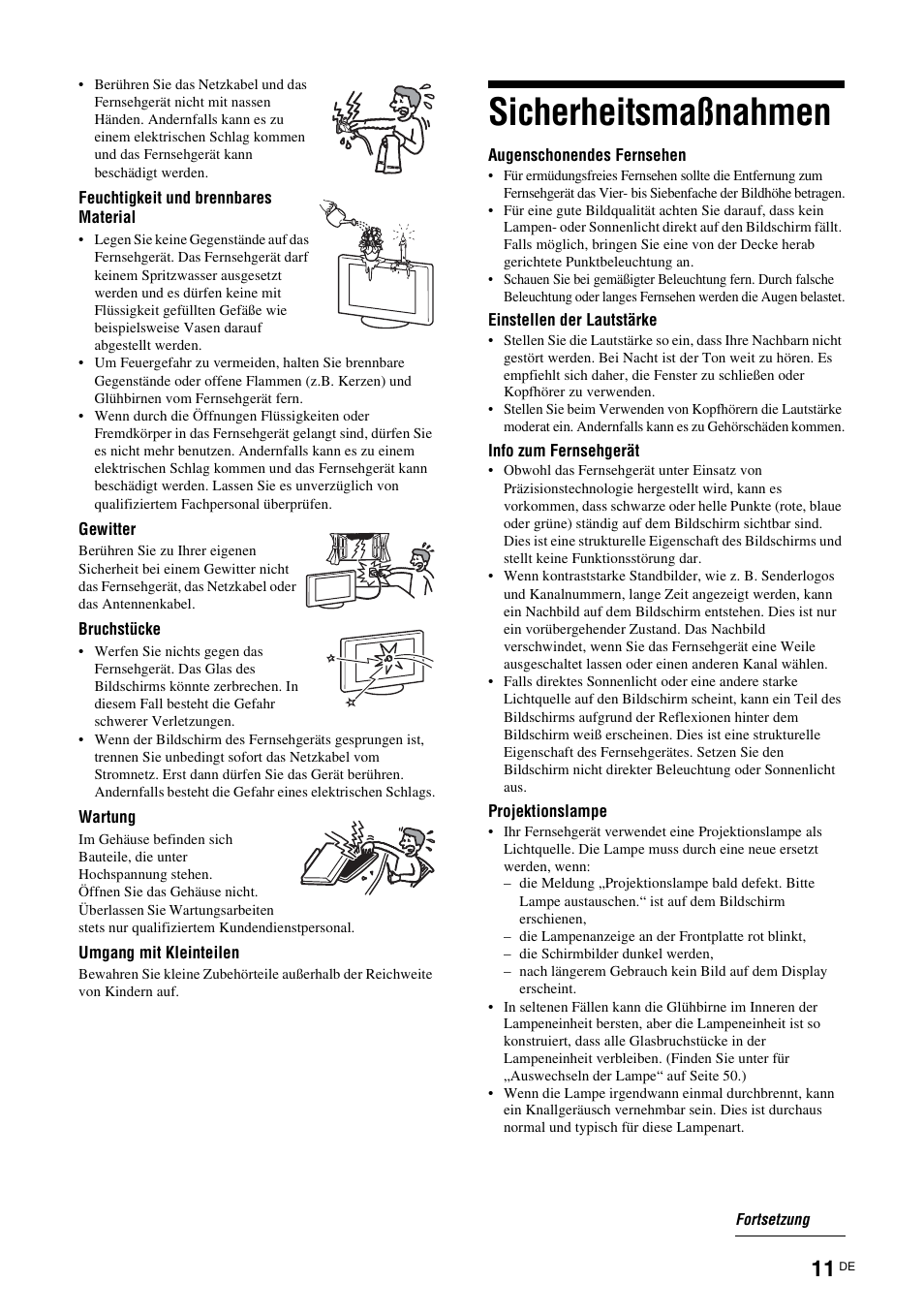 Sicherheitsmaßnahmen | Sony KDS-70R2000 User Manual | Page 125 / 236