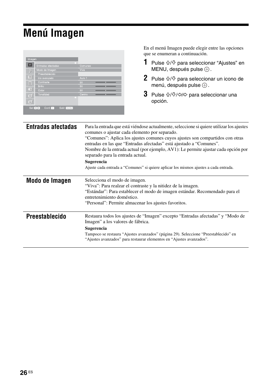 Menú imagen | Sony KDS-70R2000 User Manual | Page 198 / 236