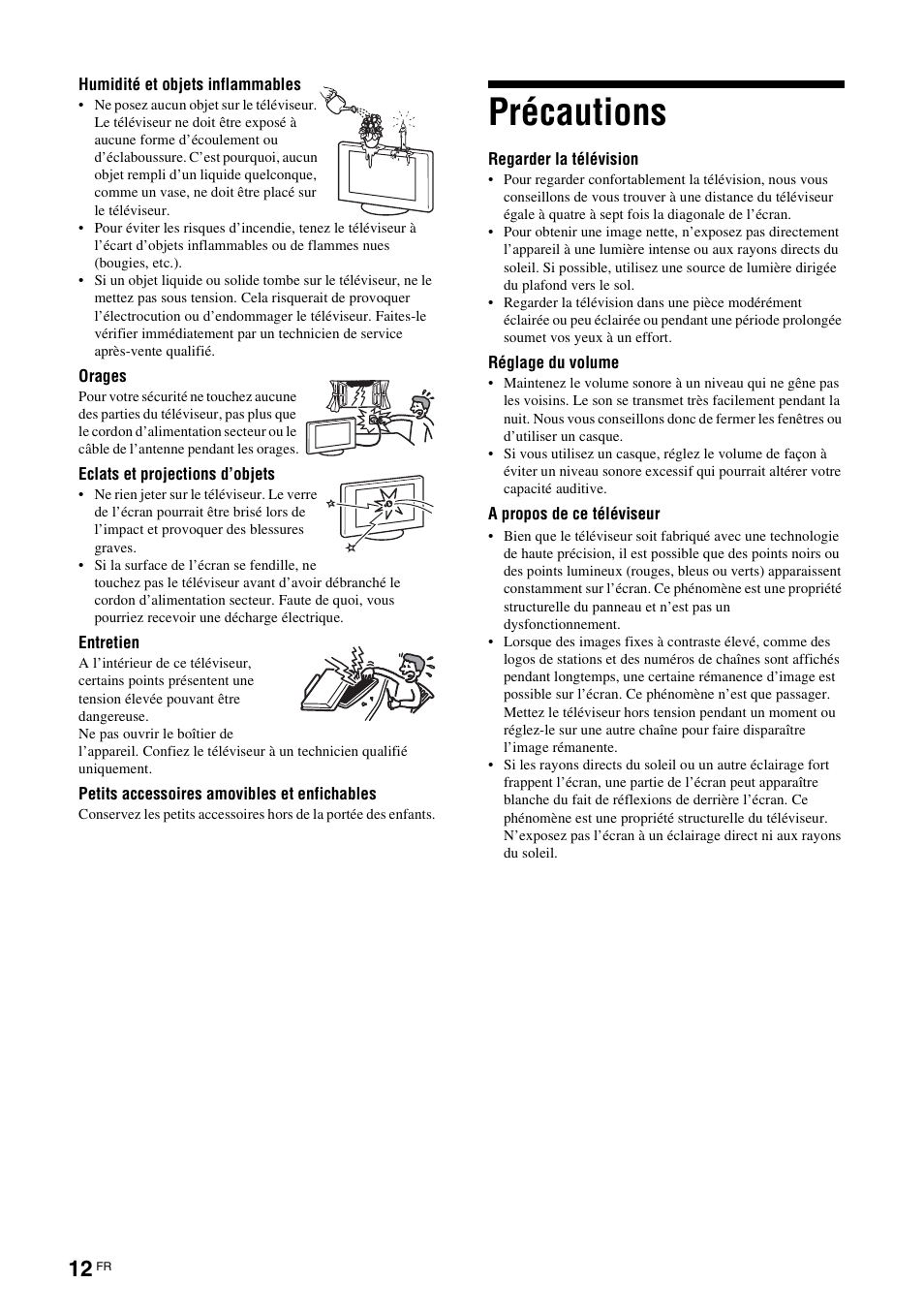 Précautions | Sony KDS-70R2000 User Manual | Page 68 / 236