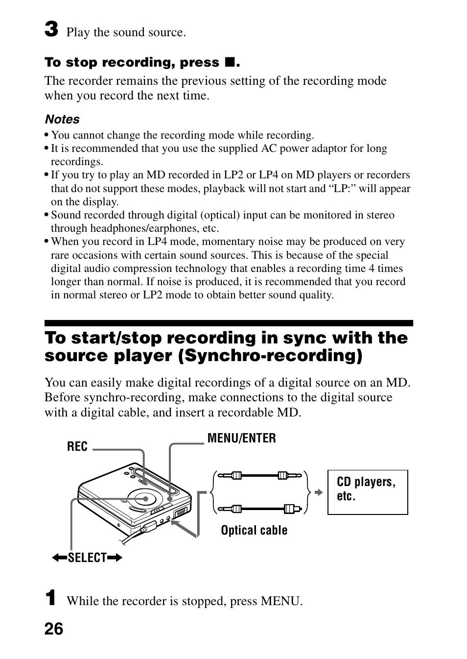 Sony MD Walkman MZ-G755 User Manual | Page 26 / 76