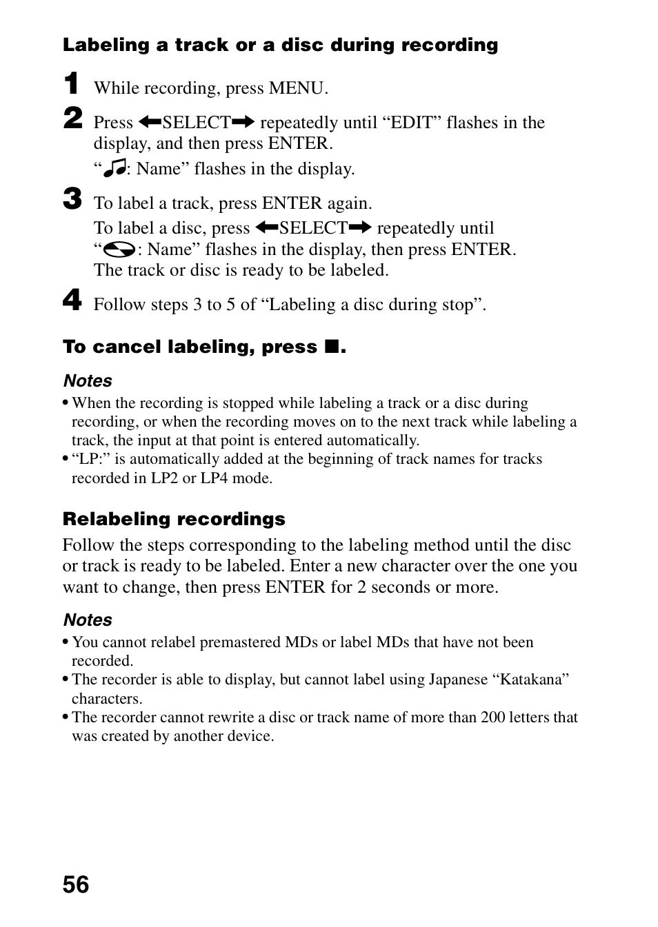 Sony MD Walkman MZ-G755 User Manual | Page 56 / 76