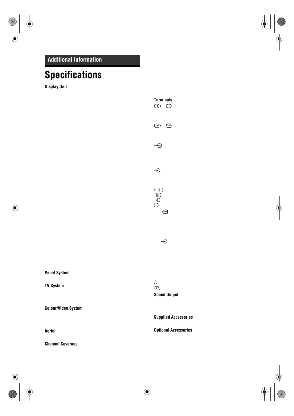 Specifications, Additional information | Sony BRAVIA KDL-26P25 User Manual | Page 26 / 83