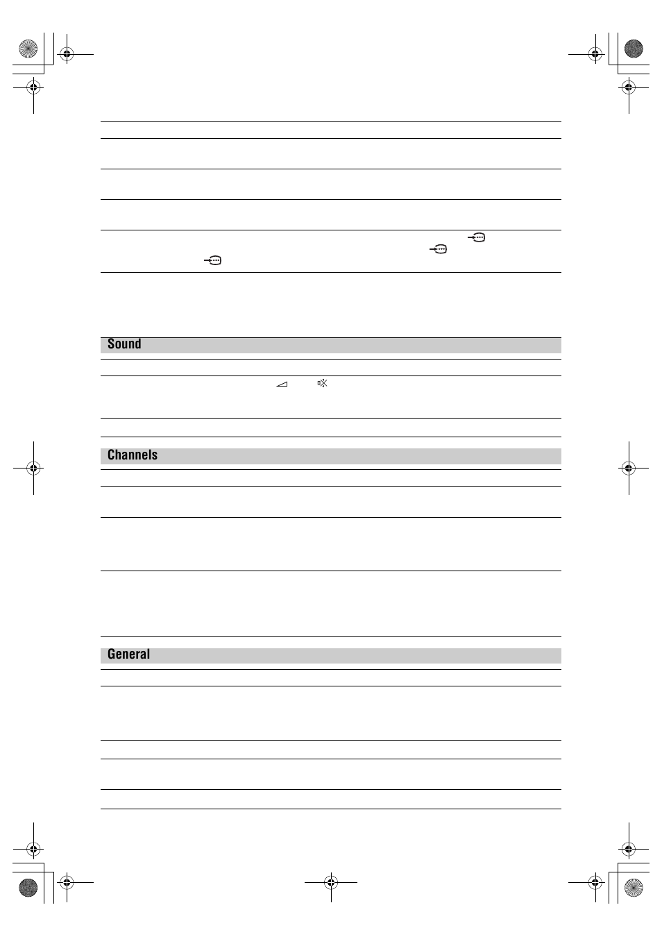 Sound, Channels, General | Sony BRAVIA KDL-26P25 User Manual | Page 28 / 83