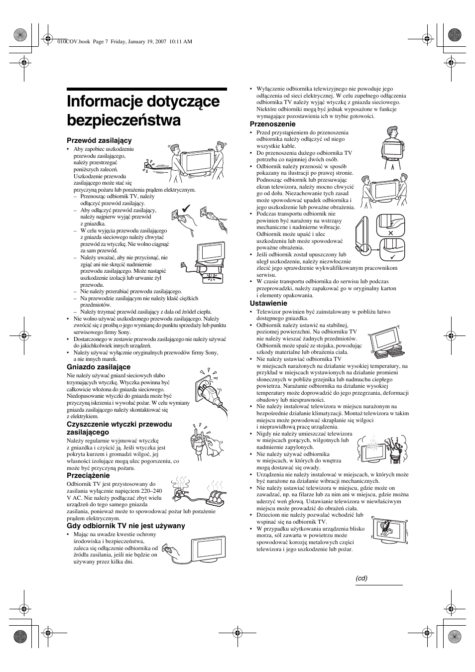 Informacje dotyczące bezpieczeństwa | Sony BRAVIA KDL-26P25 User Manual | Page 61 / 83