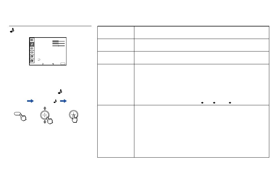 Using the audio menu | Sony KWP 65HD1 User Manual | Page 53 / 86