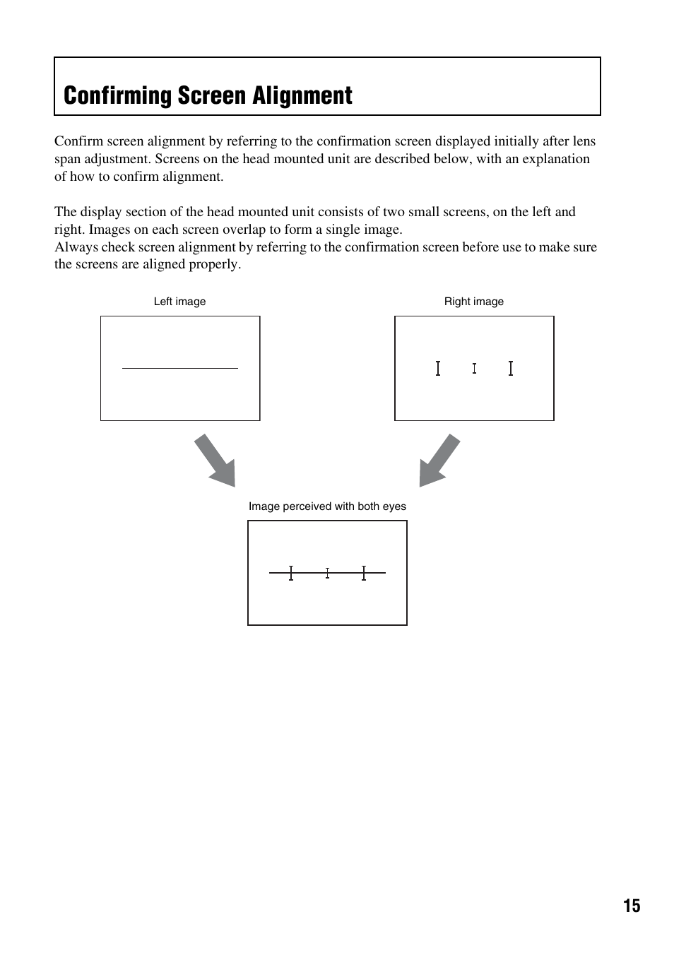 Confirming screen alignment | Sony HMZ-T1 User Manual | Page 15 / 32
