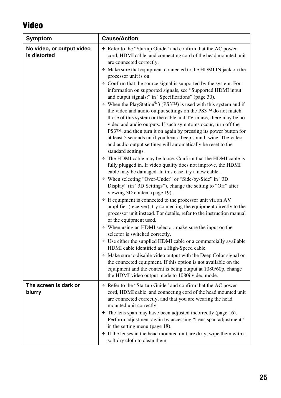 Video | Sony HMZ-T1 User Manual | Page 25 / 32