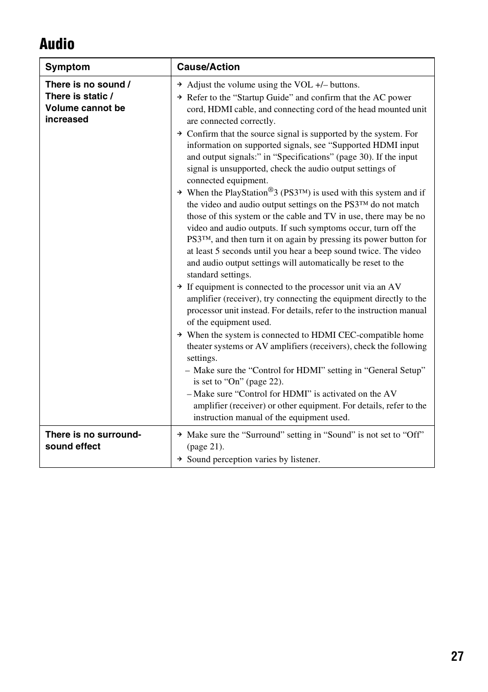 Audio | Sony HMZ-T1 User Manual | Page 27 / 32