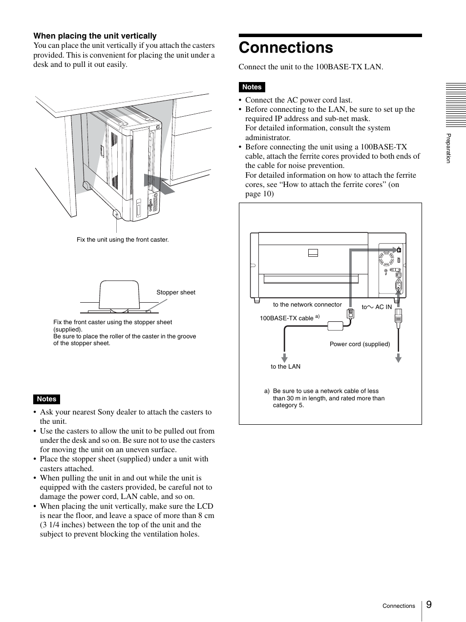 Connections, Ector (9) | Sony UP-DF500 User Manual | Page 9 / 39