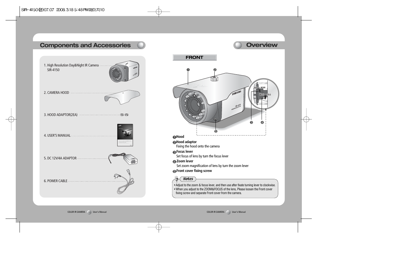 Components and accessories overview | Sony SIR-4150 User Manual | Page 6 / 20