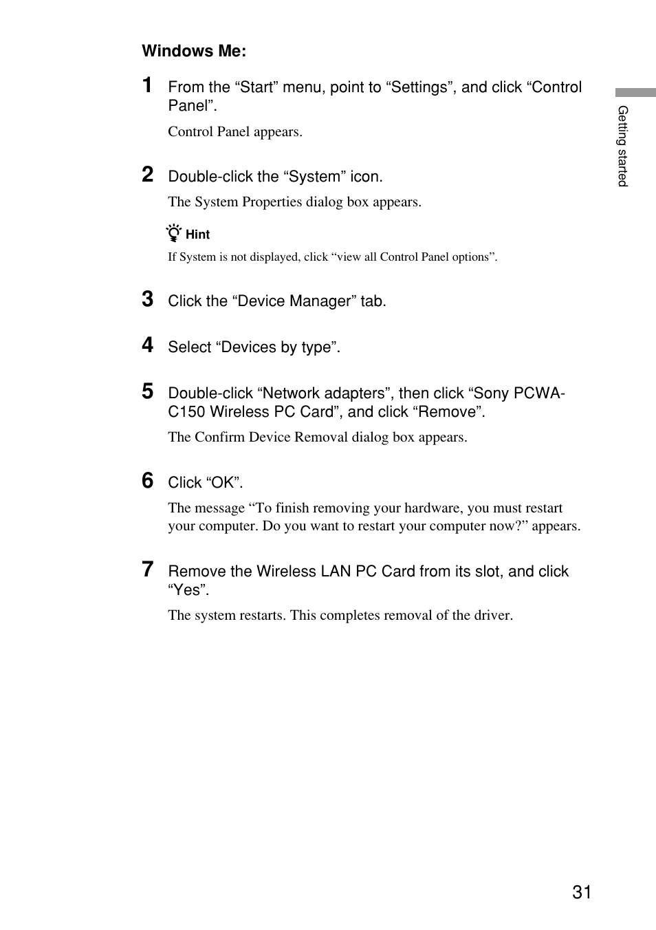 Sony PCWA-C150S User Manual | Page 31 / 60