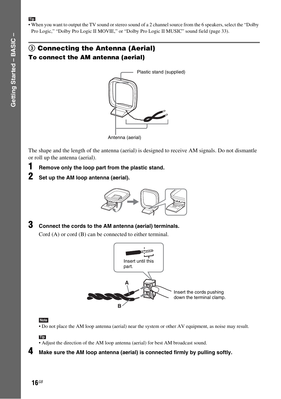 3 connecting the antenna (aerial) | Sony DAV-DX255 User Manual | Page 16 / 100