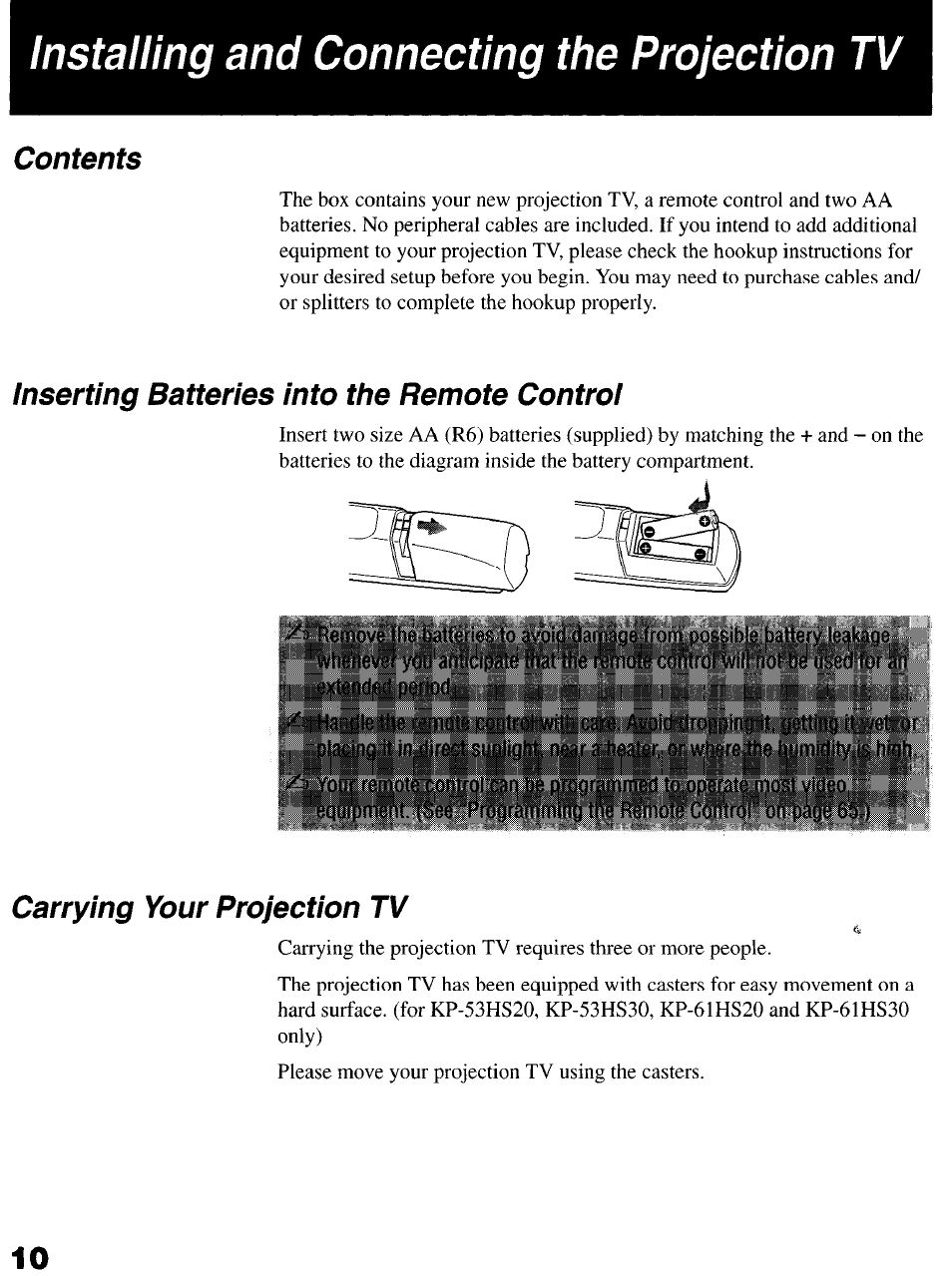 Sony KP-6lHS20 User Manual | Page 10 / 82