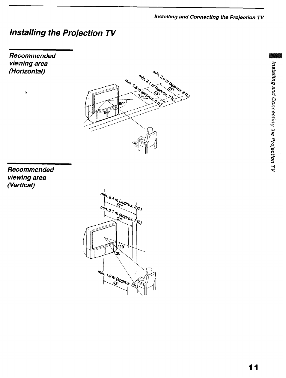 Installing the projection tv | Sony KP-6lHS20 User Manual | Page 11 / 82