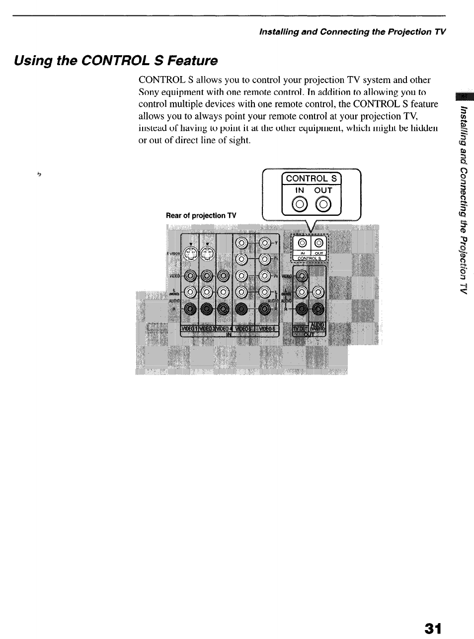 Using the control s feature | Sony KP-6lHS20 User Manual | Page 31 / 82