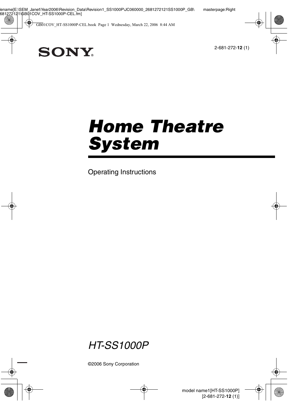 Sony HTSS1000P. User Manual | 56 pages