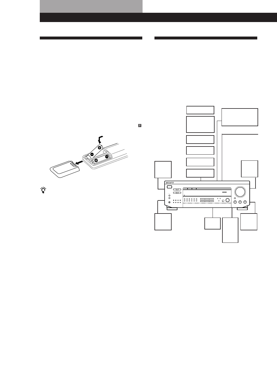 Getting started, Unpacking 4 hookup overview 4, Unpacking | Hookup overview, Inserting batteries into the remote, Before you get started | Sony STR-SE581 User Manual | Page 4 / 24