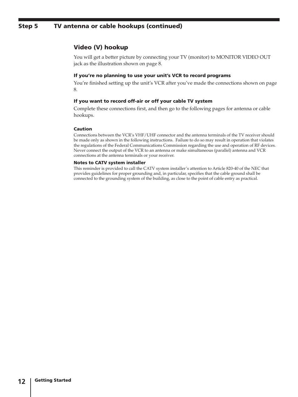 Sony SLV-AV100C User Manual | Page 12 / 104