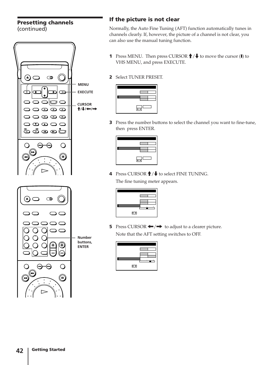 Getting started | Sony SLV-AV100C User Manual | Page 42 / 104