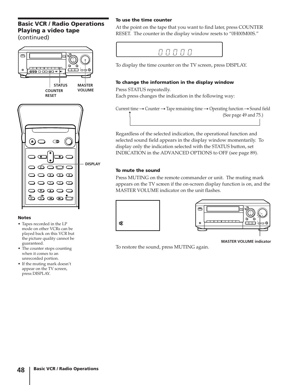 Sony SLV-AV100C User Manual | Page 48 / 104