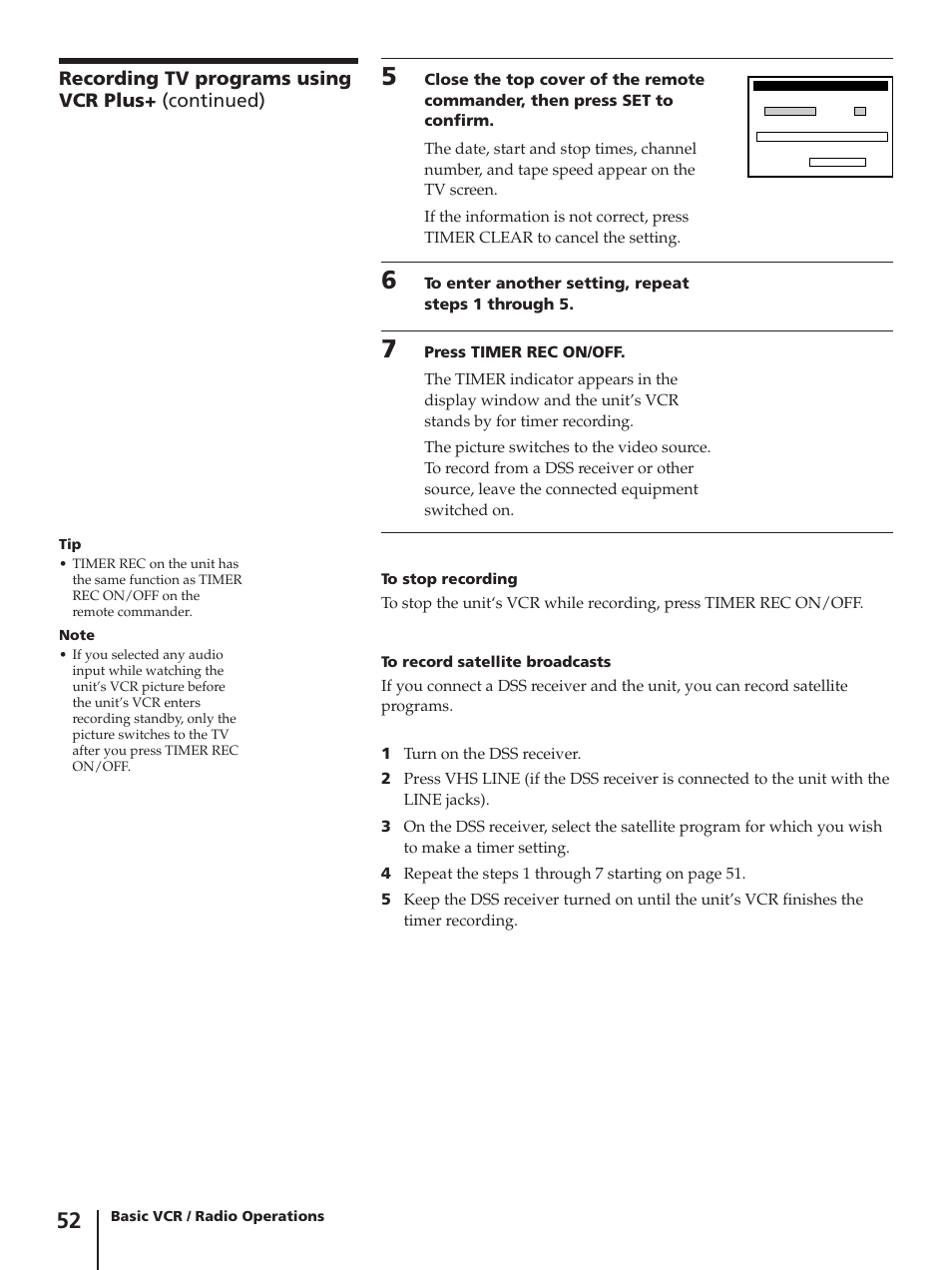 Recording tv programs using vcr plus+ (continued) | Sony SLV-AV100C User Manual | Page 52 / 104