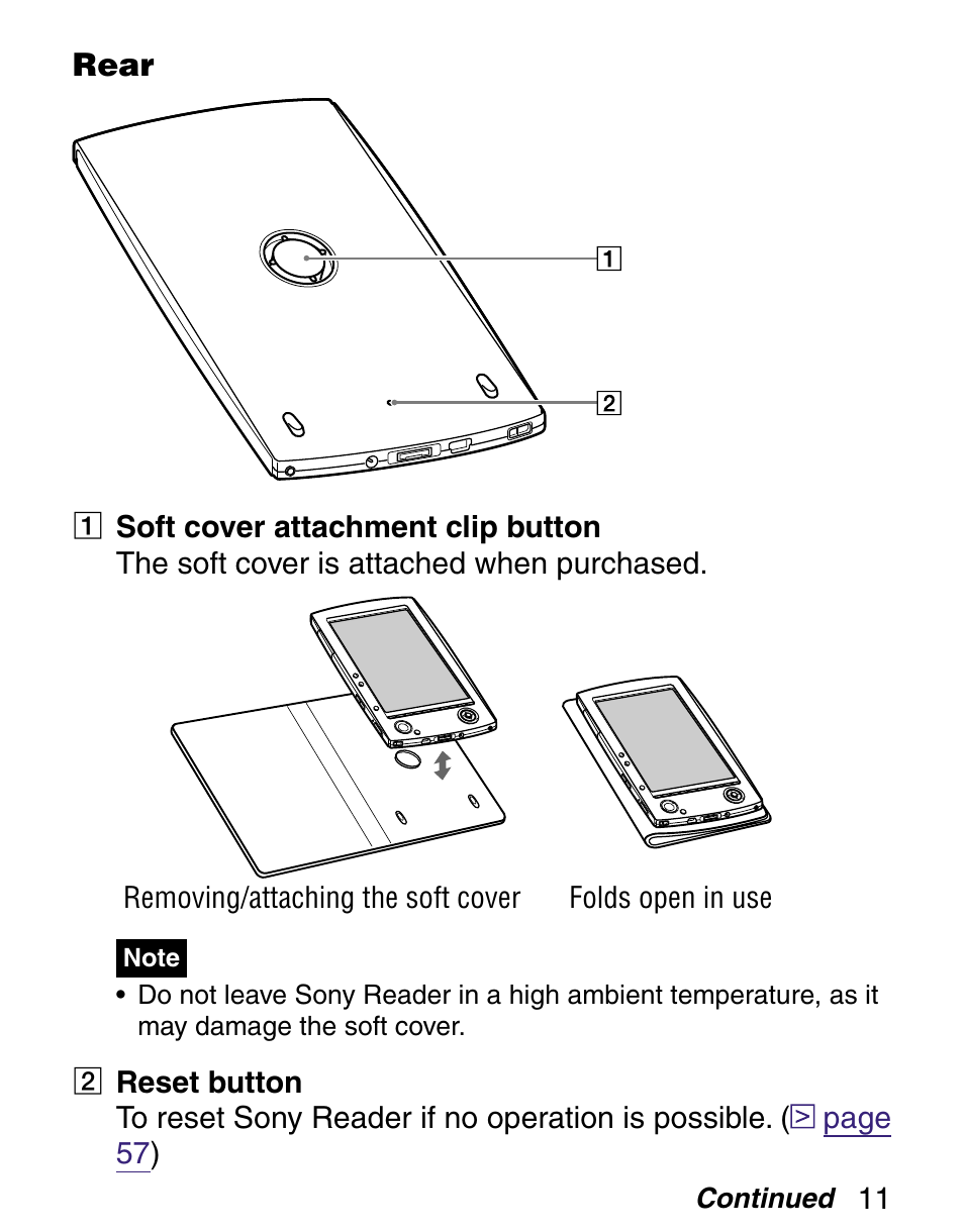 Rear | Sony Q READER PRS-500 User Manual | Page 11 / 82